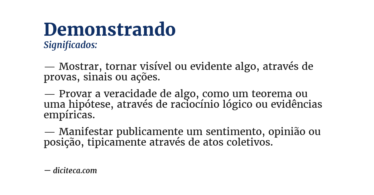 Significado de demonstrando