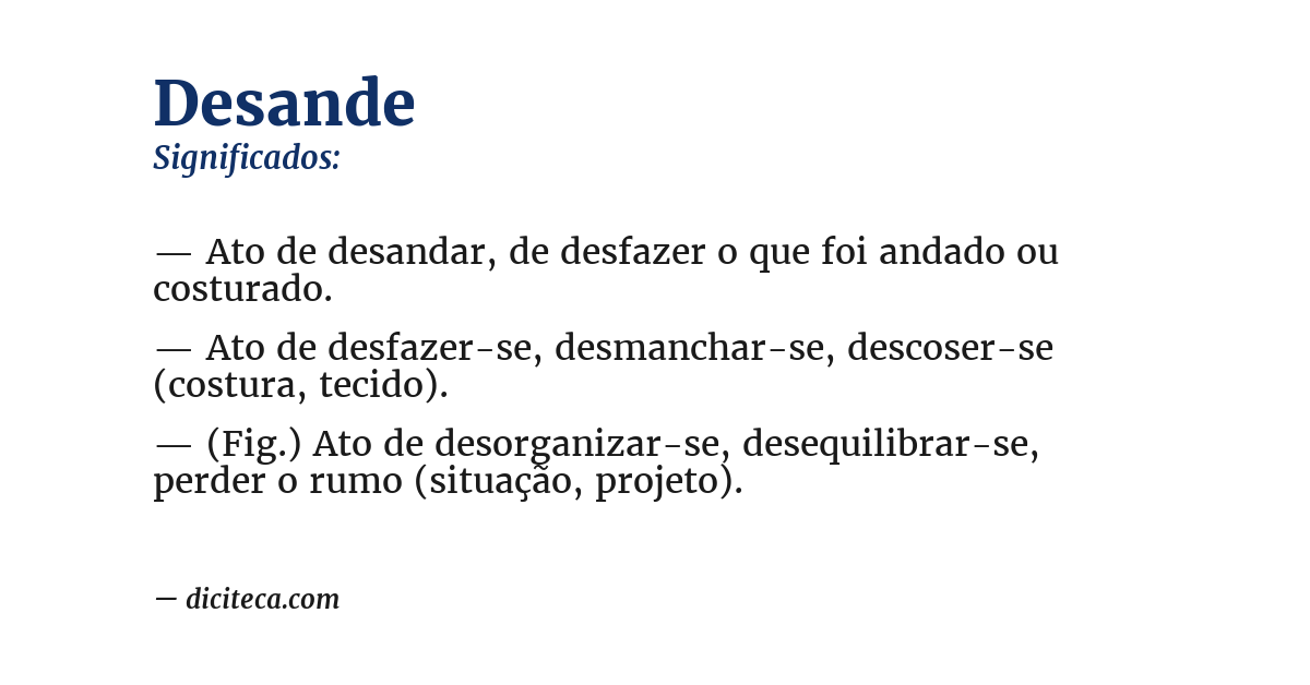 Significado de desande