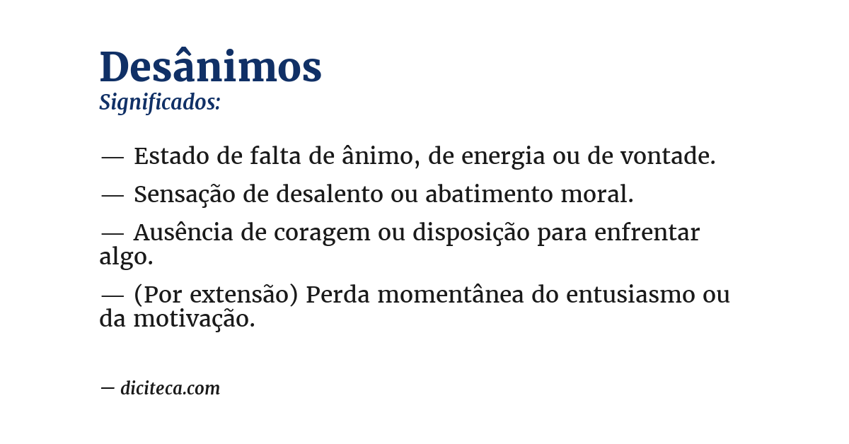 Significado de desânimos