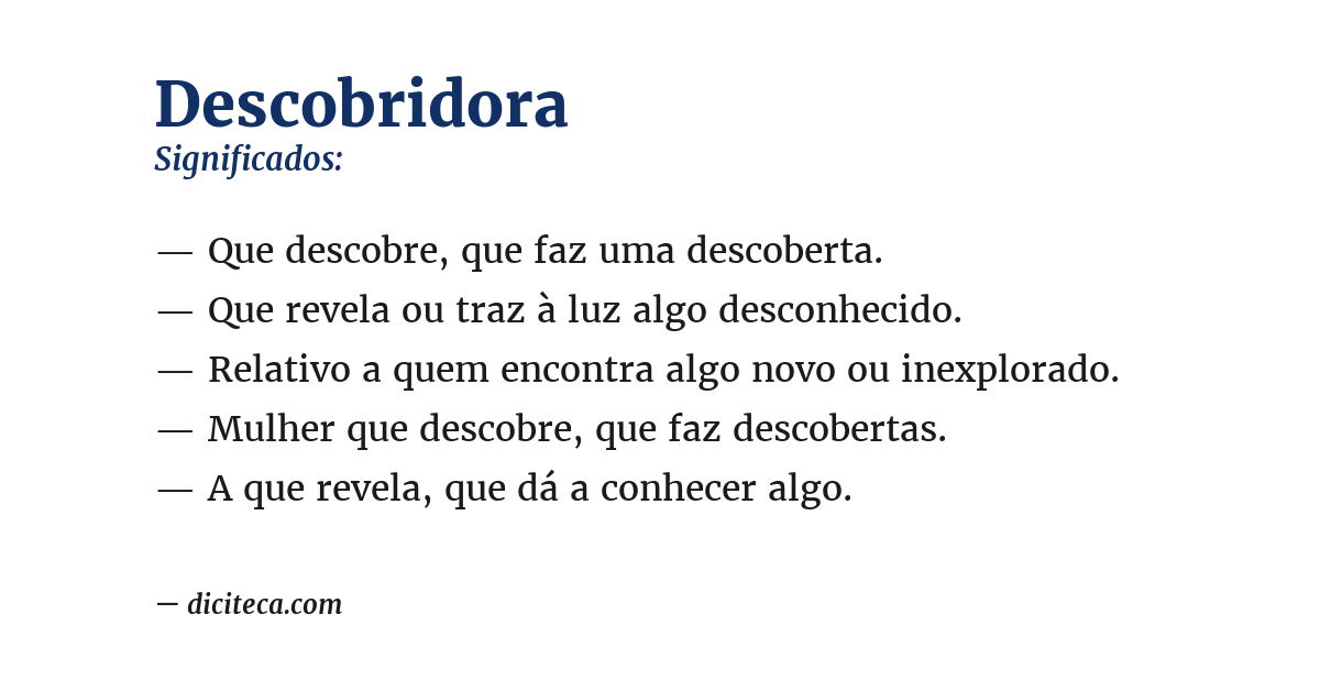 Significado de descobridora