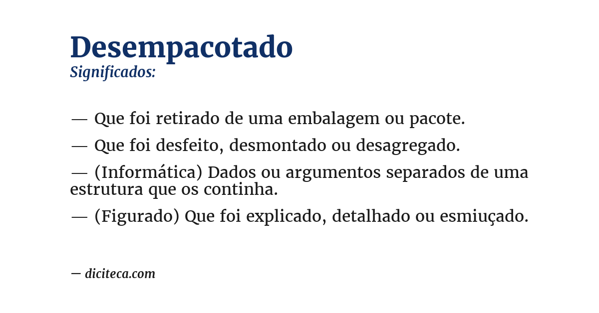 Significado de desempacotado