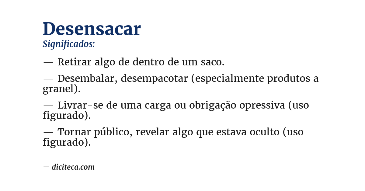 Significado de desensacar