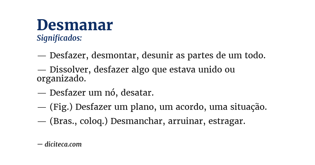 Significado de desmanar