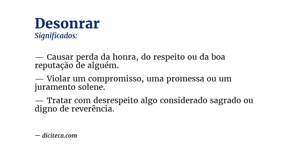 Significado de desonrar