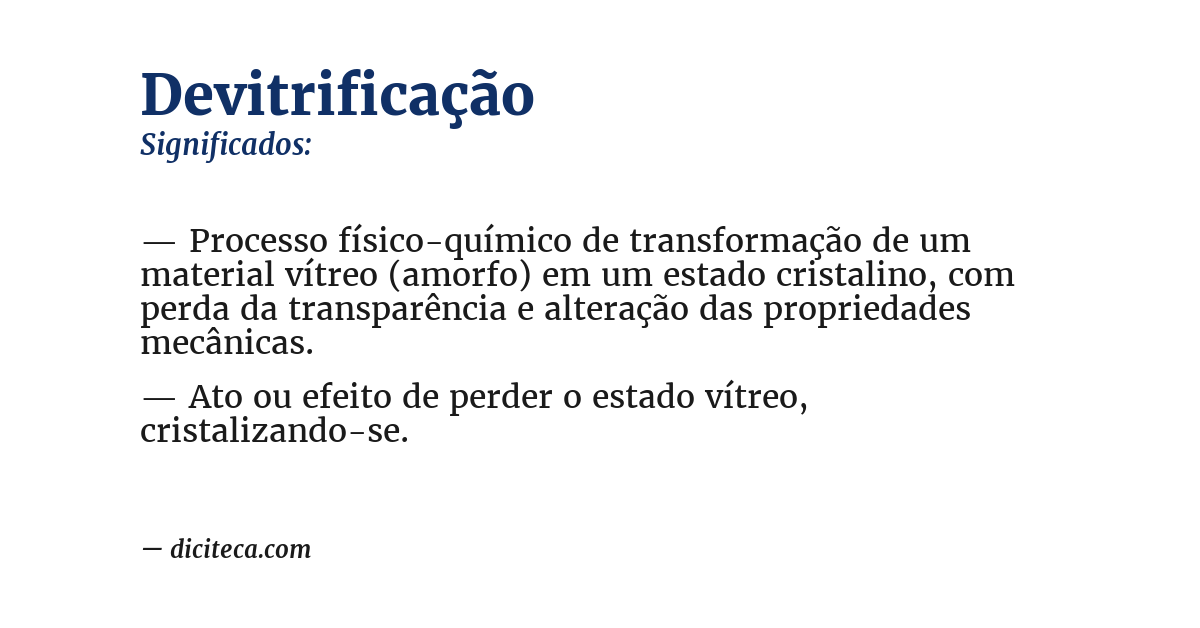 Significado de devitrificação