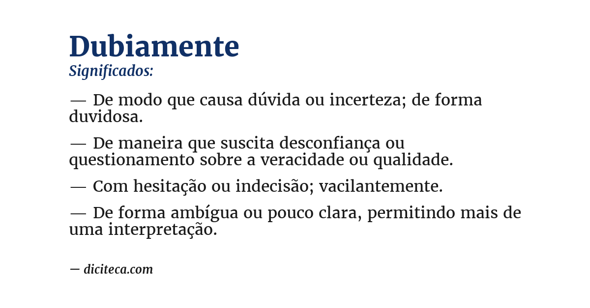 Significado de dubiamente