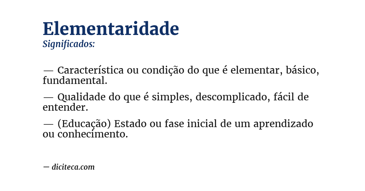Significado de elementaridade