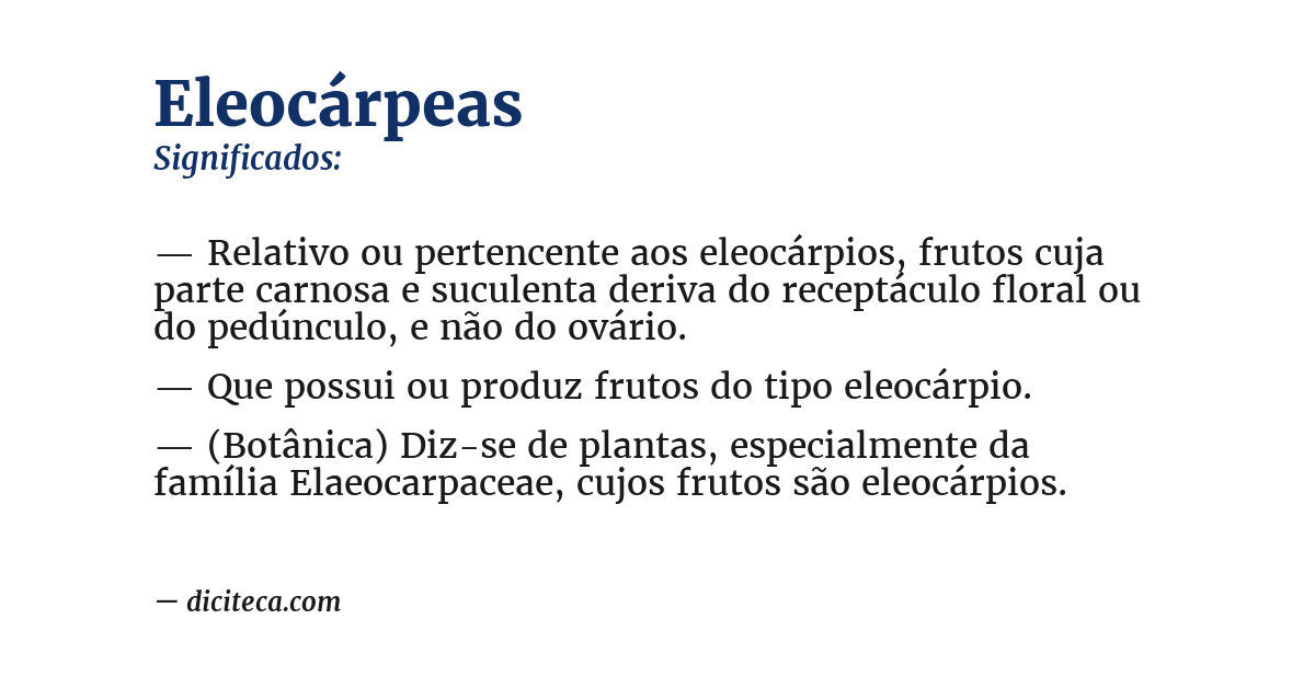 Significado de eleocárpeas
