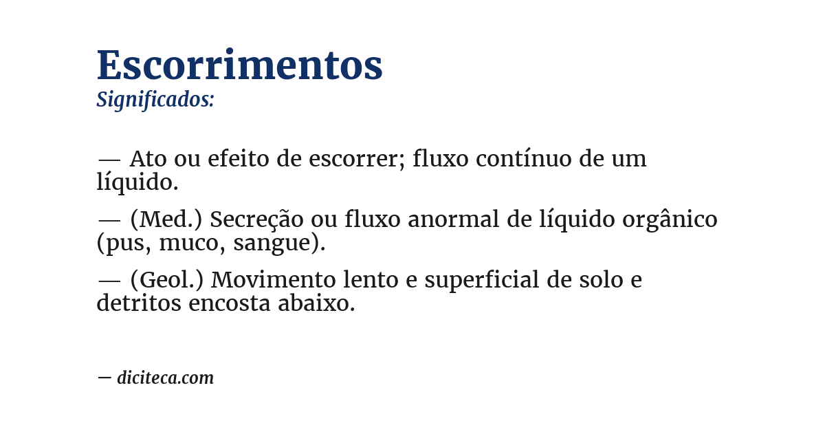 Significado de escorrimentos