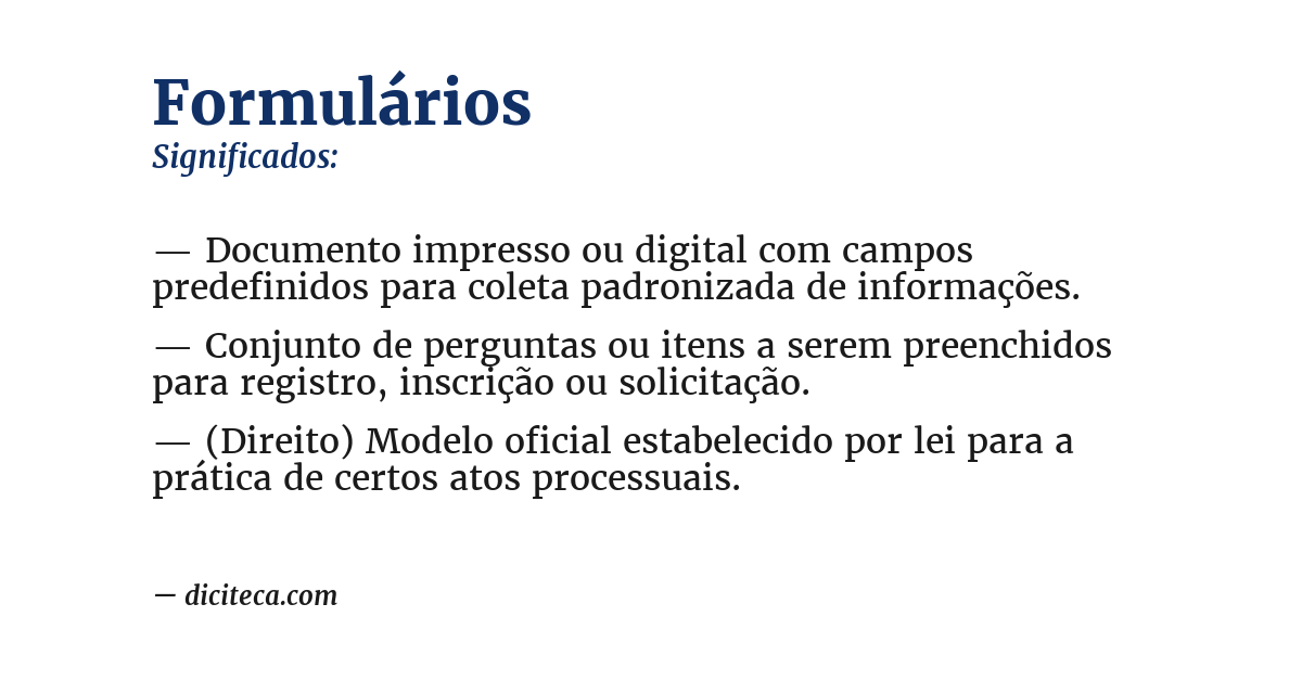 Significado de formulários