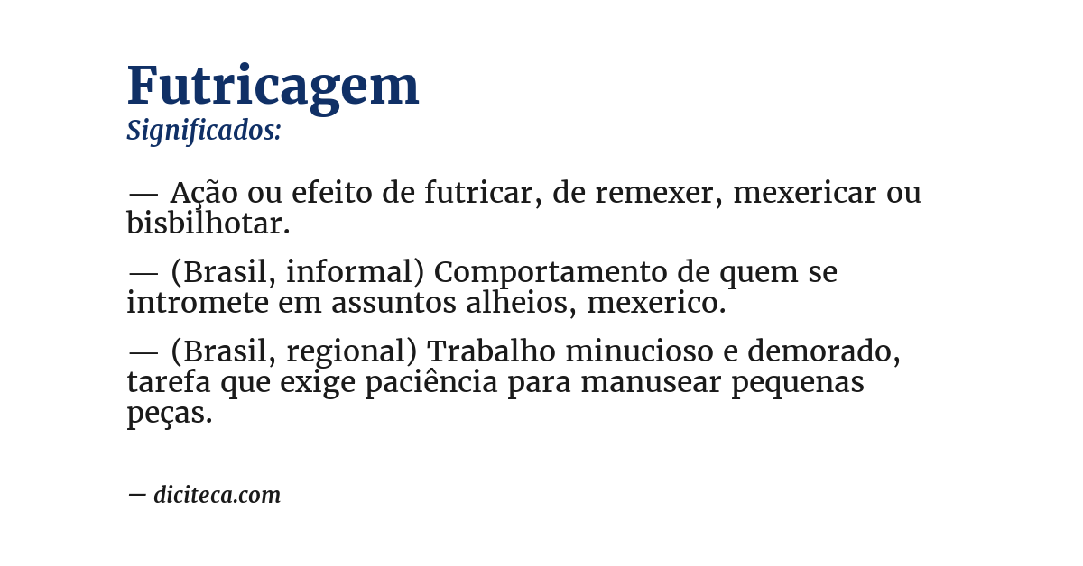 Significado de futricagem
