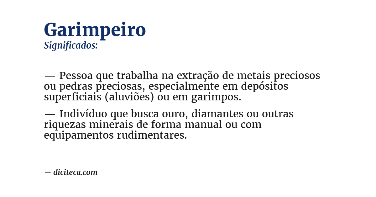 Significado de garimpeiro