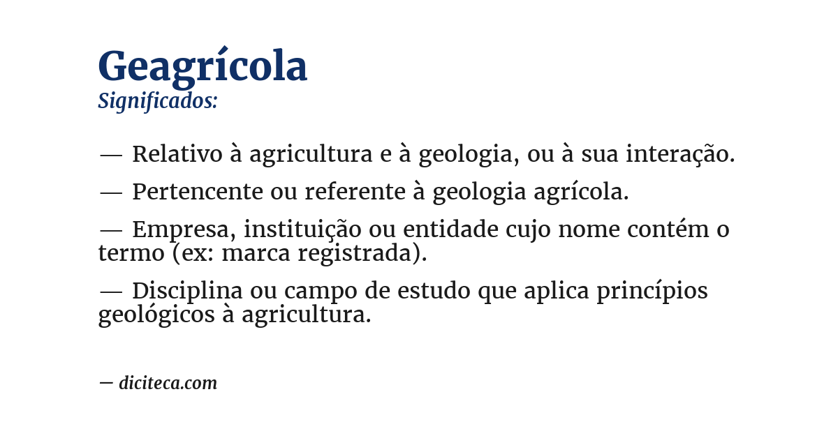 Significado de geagrícola
