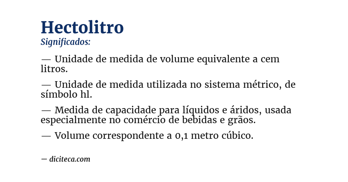 Significado de hectolitro