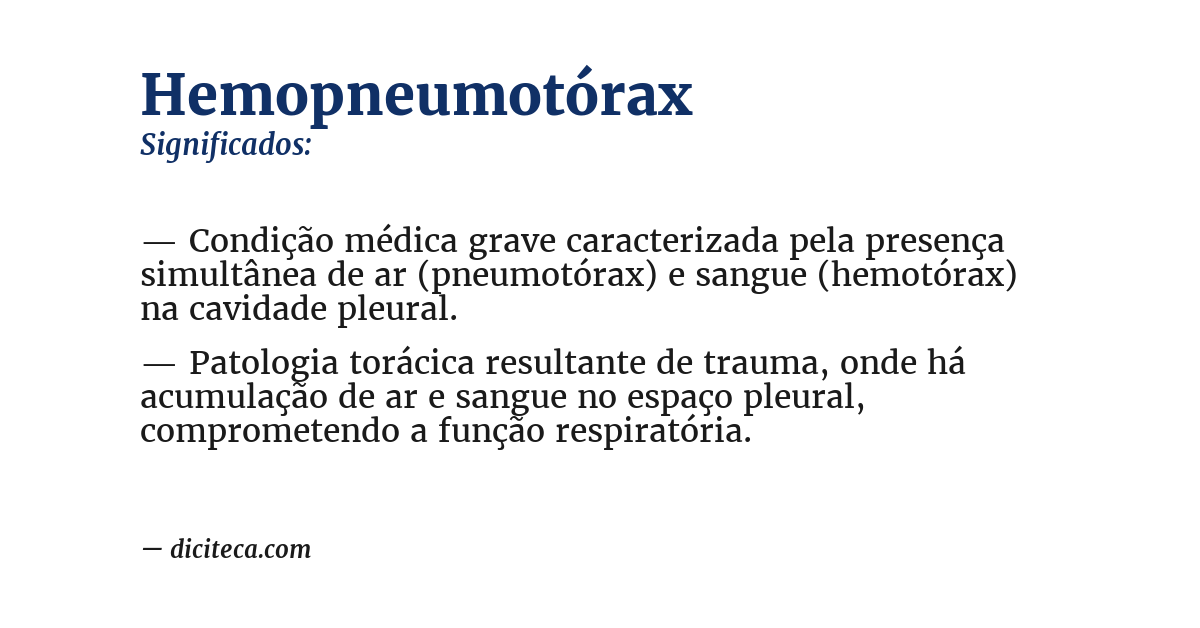 Significado de hemopneumotórax