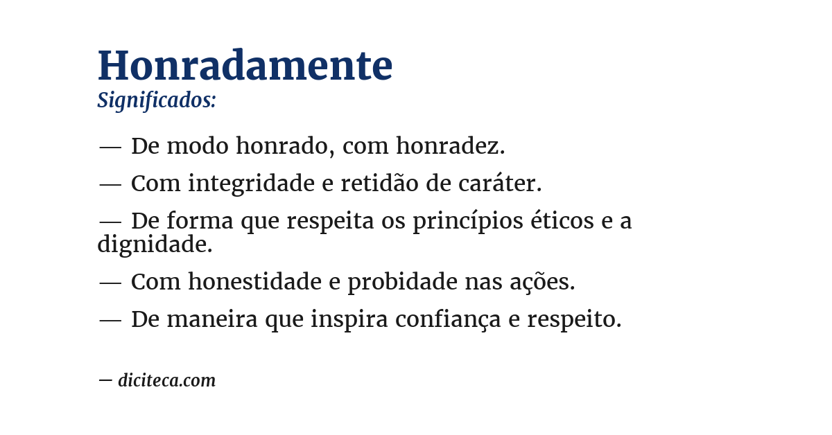 Significado de honradamente
