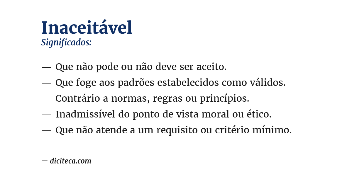 Significado de inaceitável