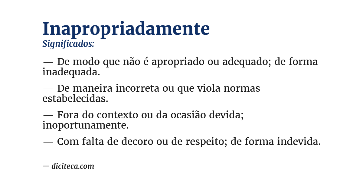 Significado de inapropriadamente