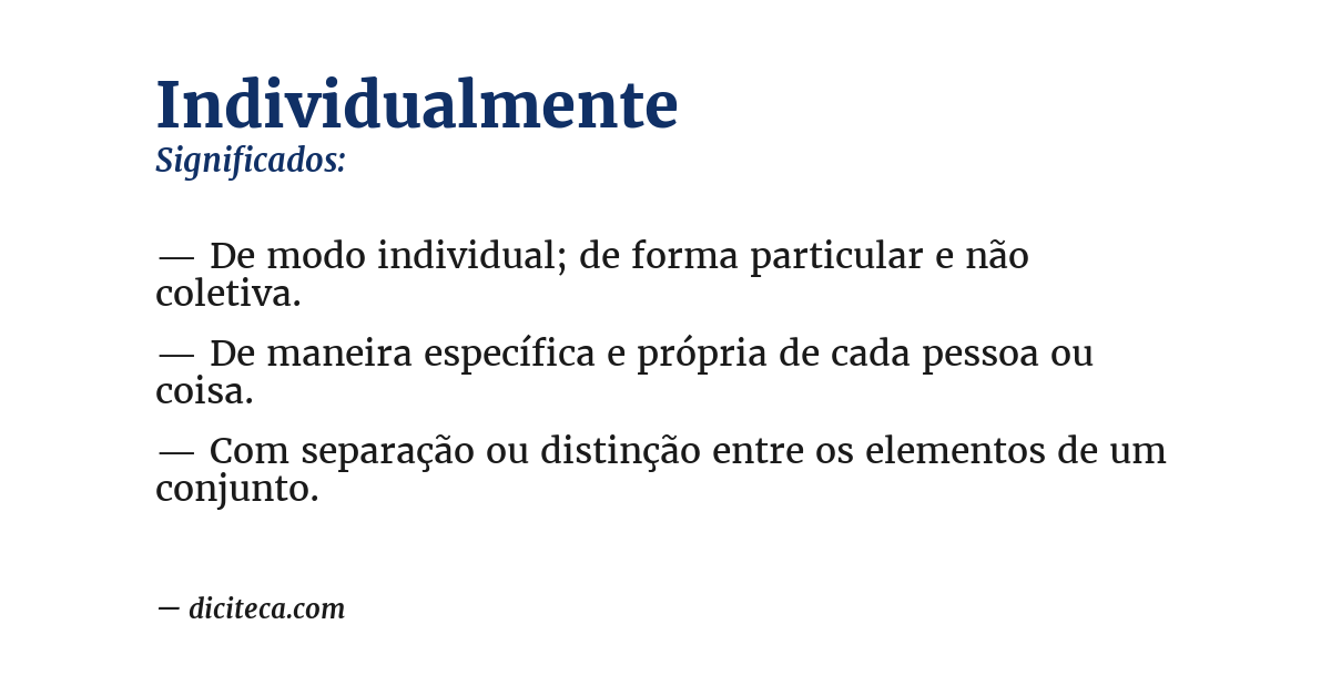 Significado de individualmente
