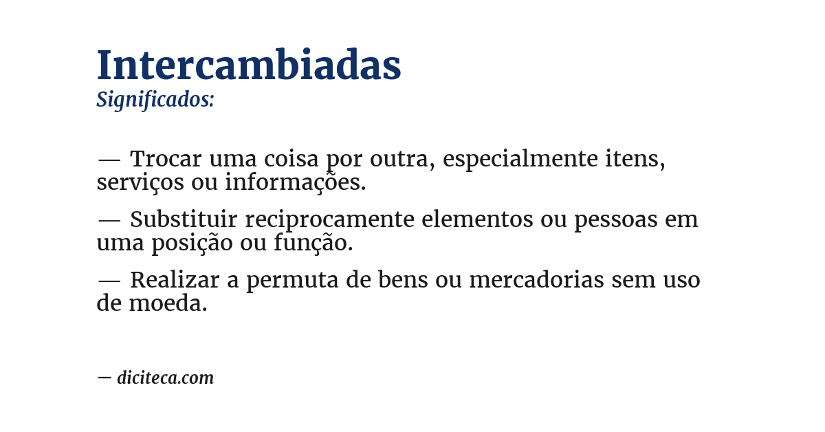 Significado de intercambiadas
