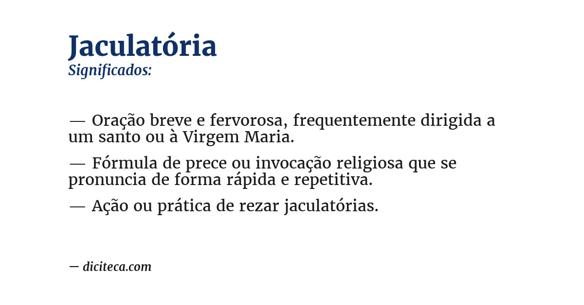 Significado de jaculatória