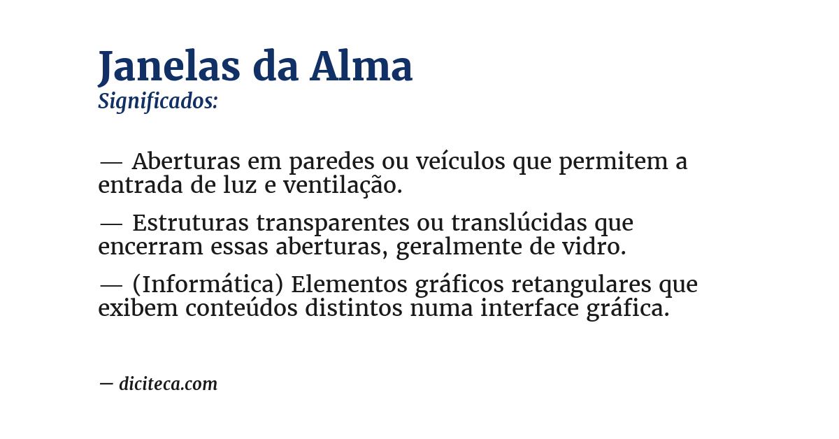 Significado de janelas da alma