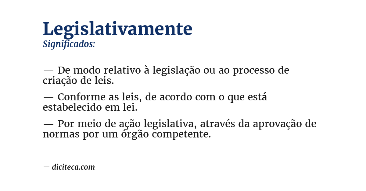Significado de legislativamente