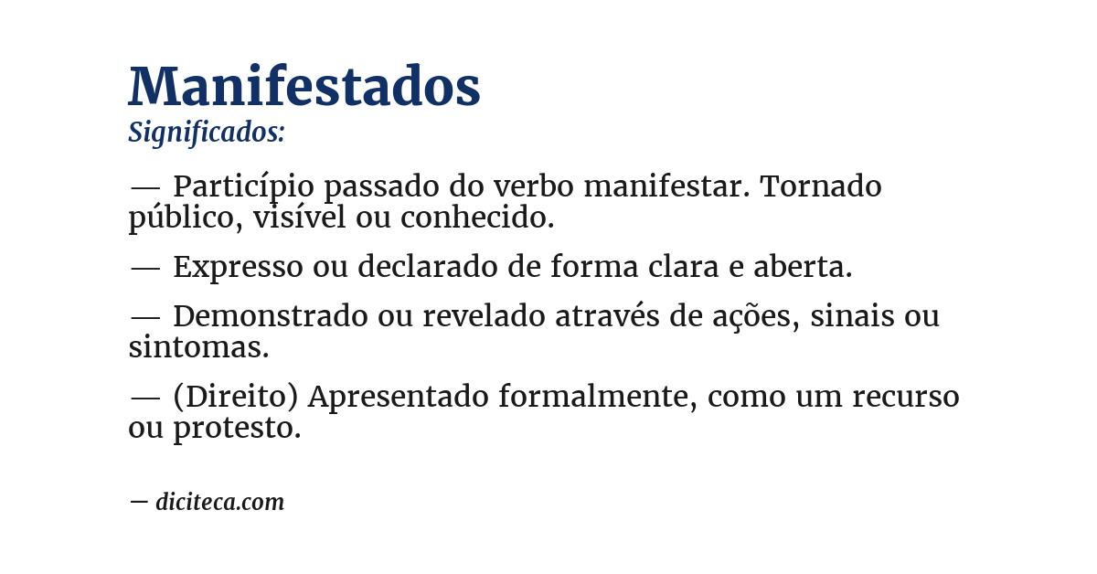 Significado de manifestados