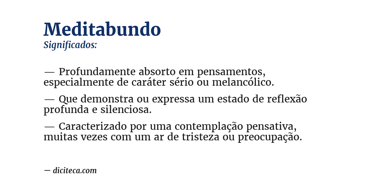Significado de meditabundo