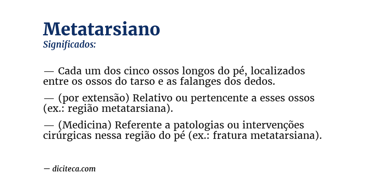 Significado de metatarsiano
