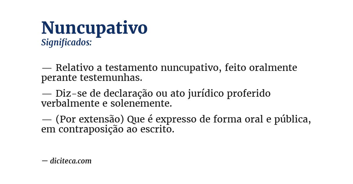 Significado de nuncupativo