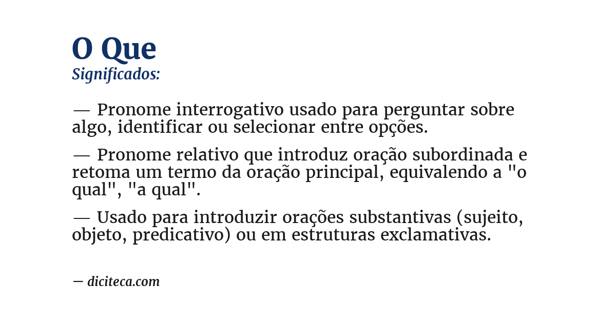 Significado de o que