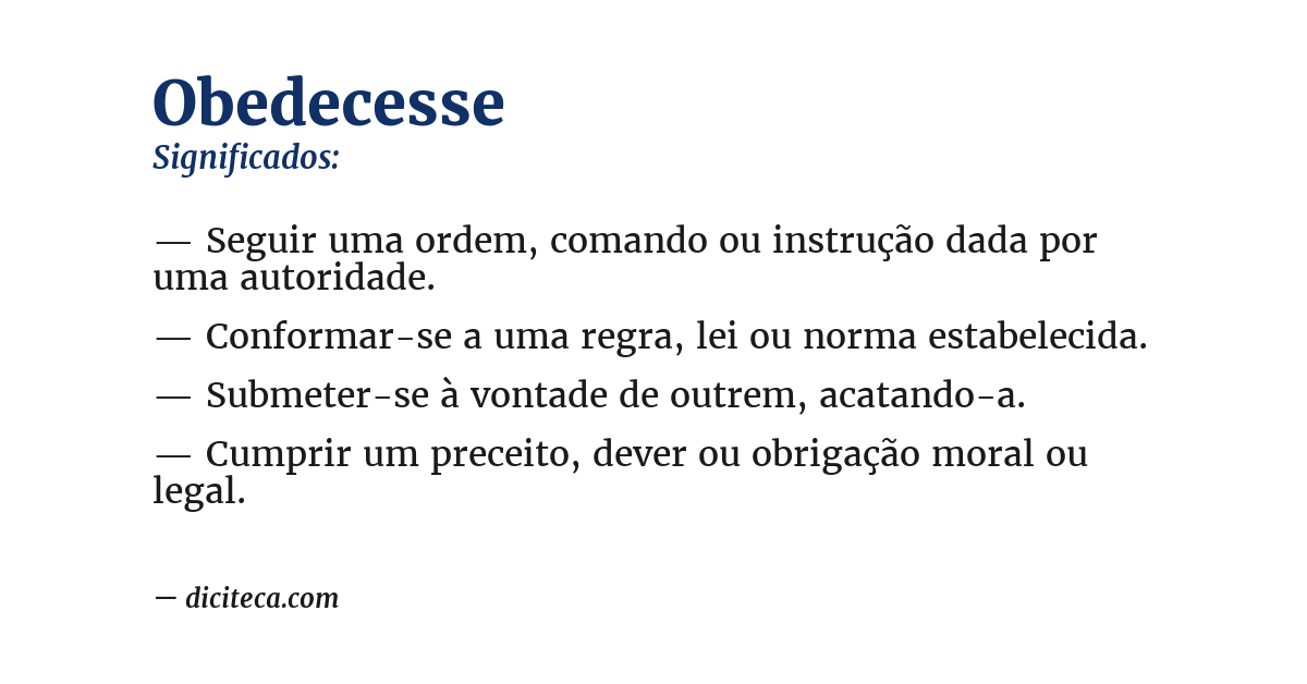 Significado de obedecesse