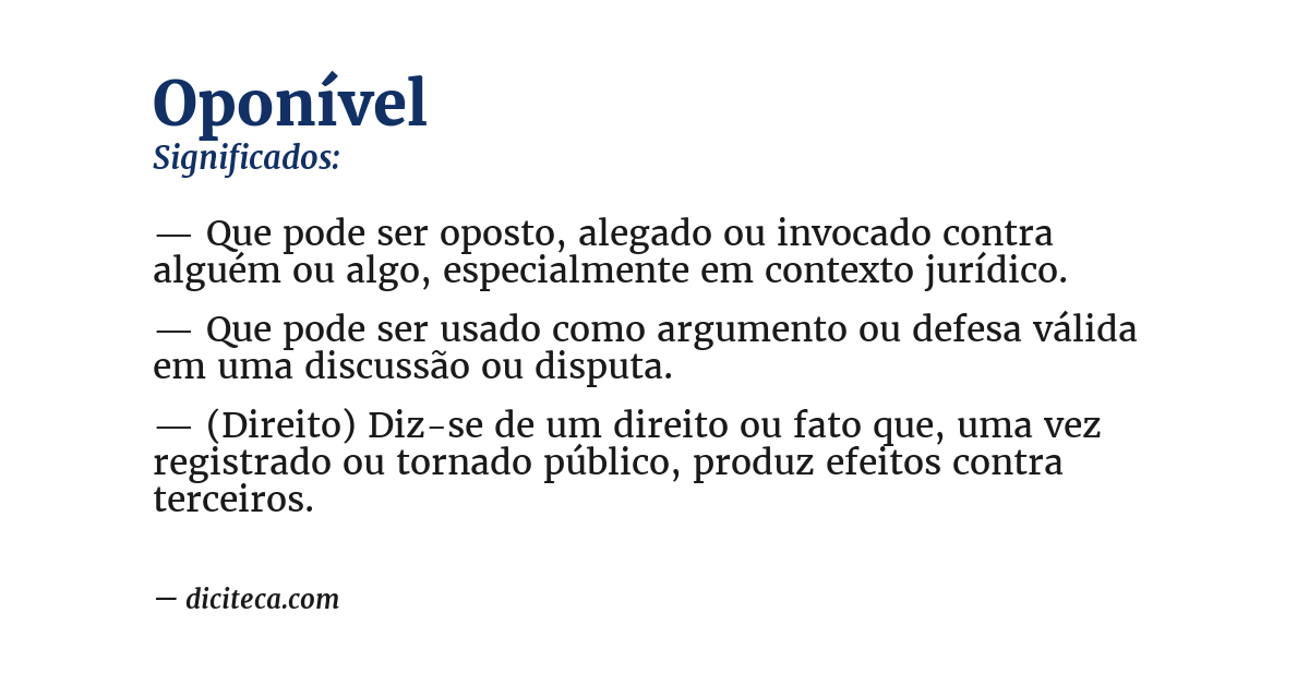 Significado de oponível