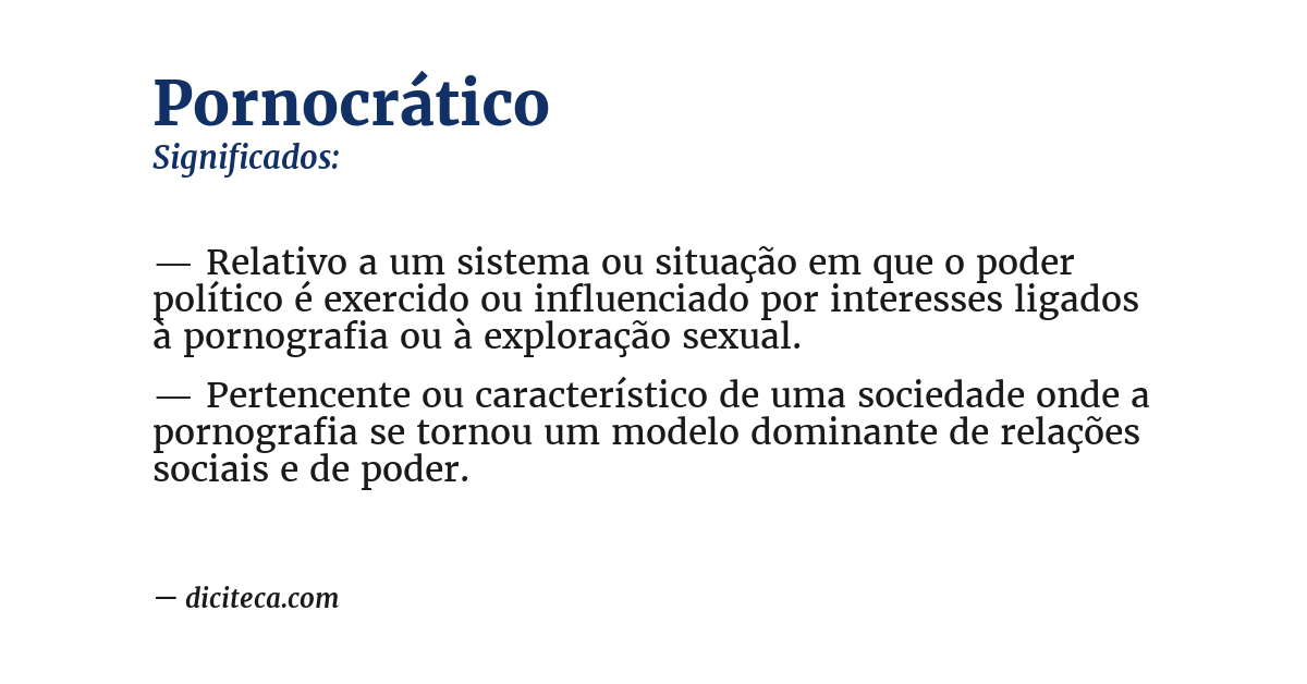 Significado de pornocrático