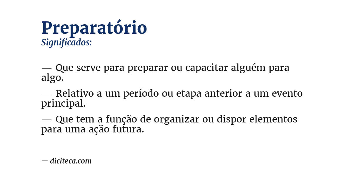 Significado de preparatório