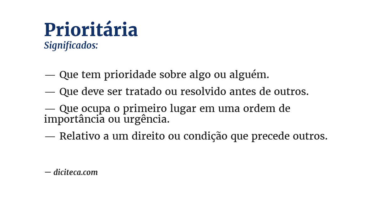 Significado de prioritária
