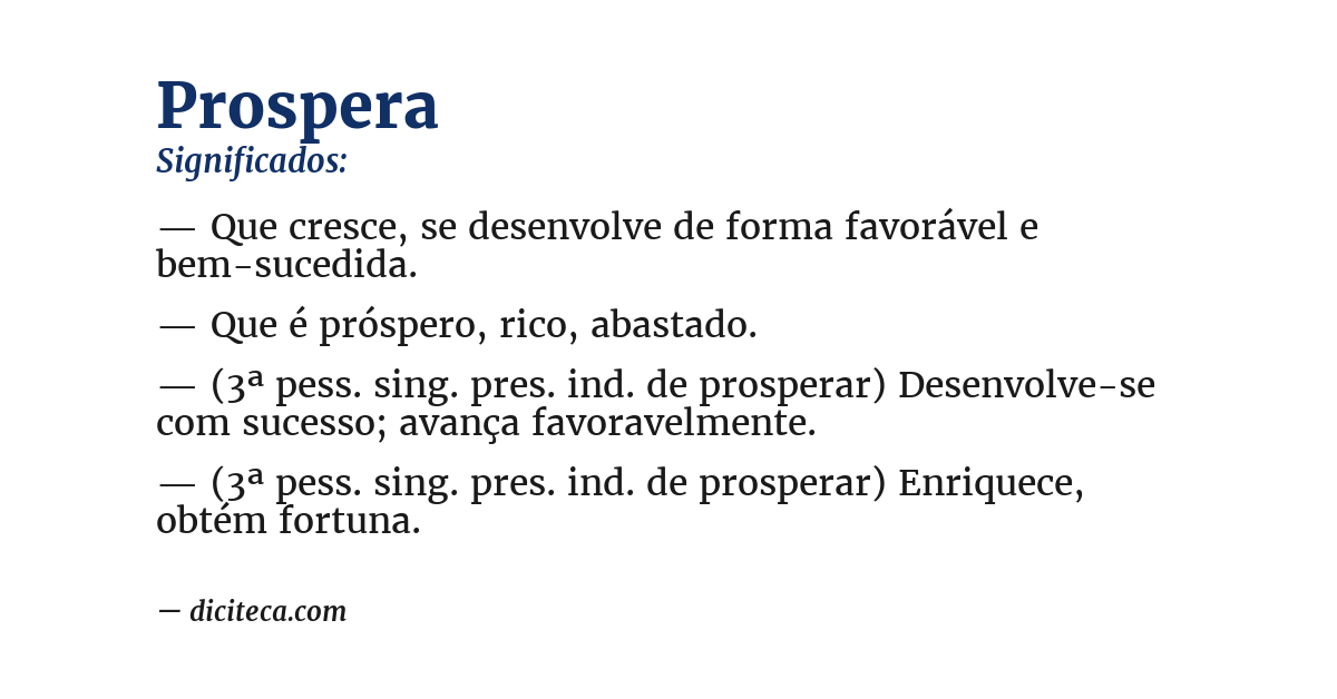 Significado de prospera