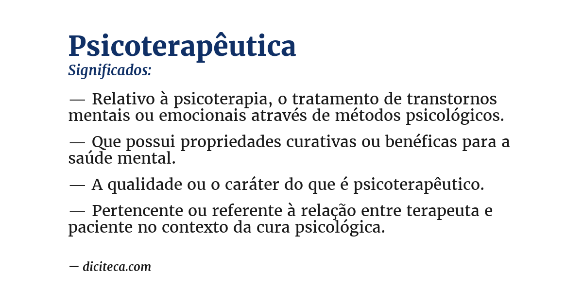 Significado de psicoterapêutica
