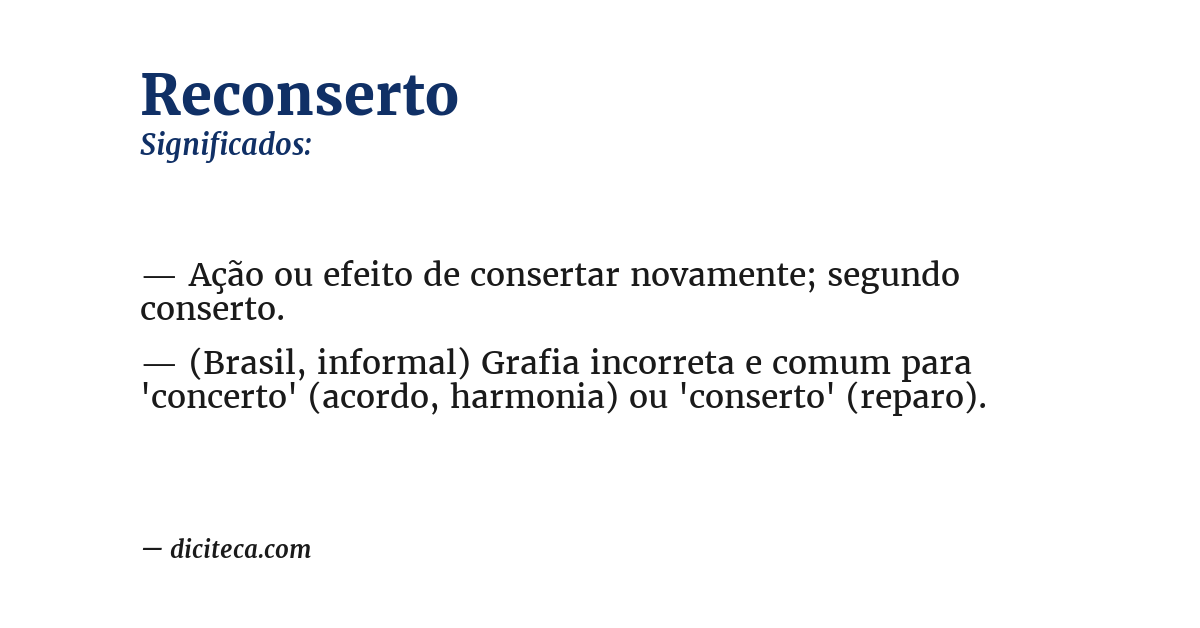 Significado de reconserto