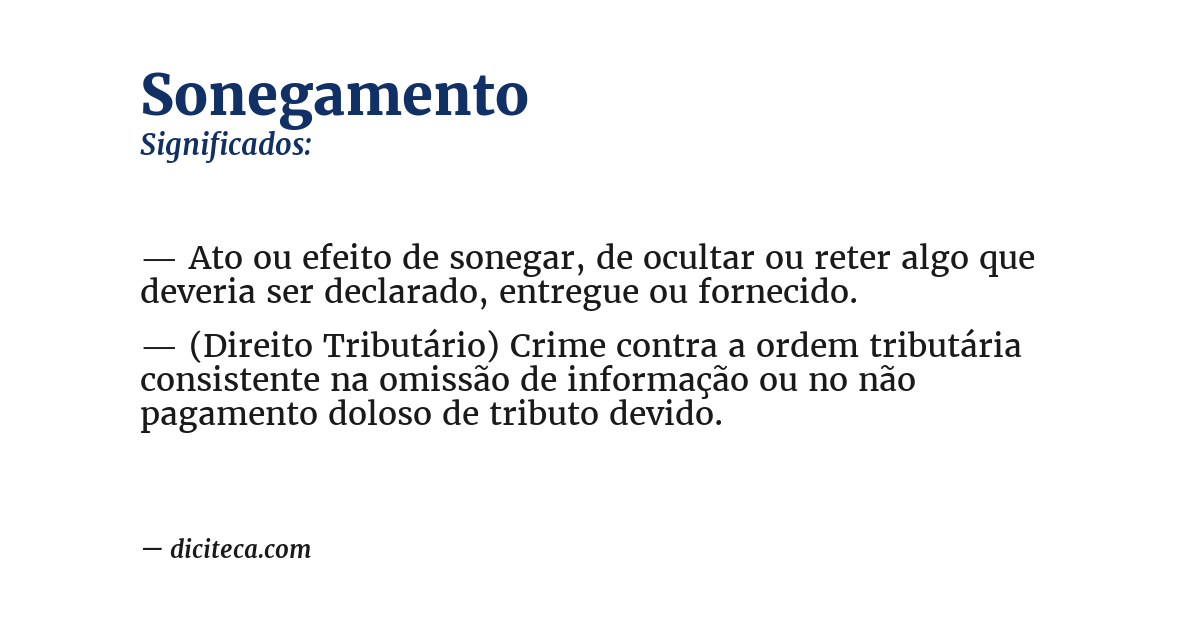 Significado de sonegamento