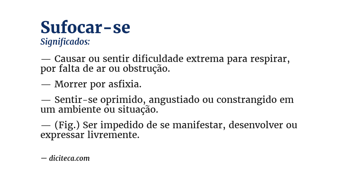 Significado de sufocar-se