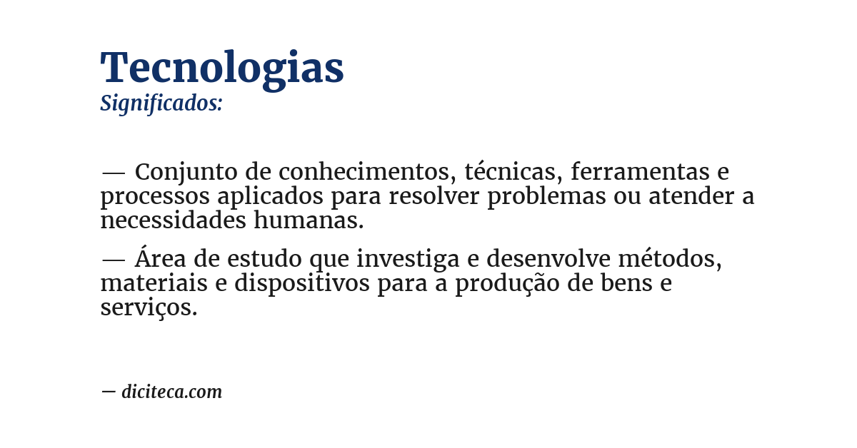 Significado de tecnologias