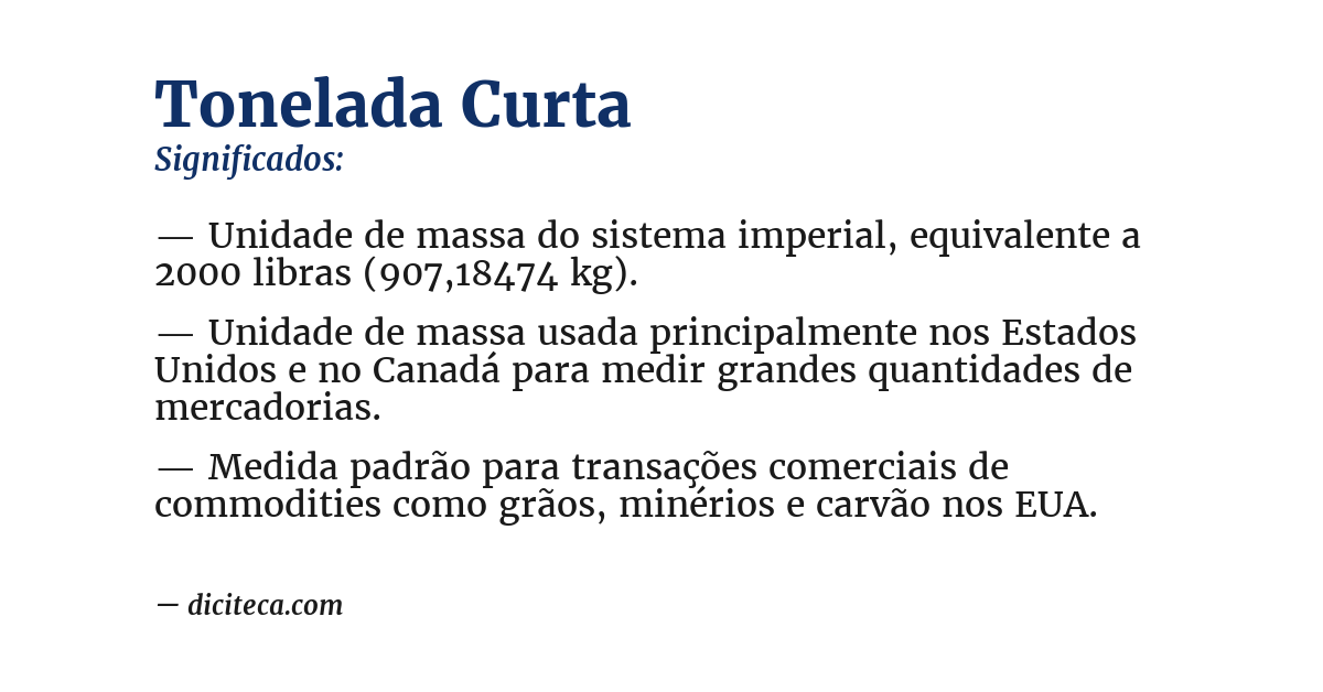 Significado de tonelada curta