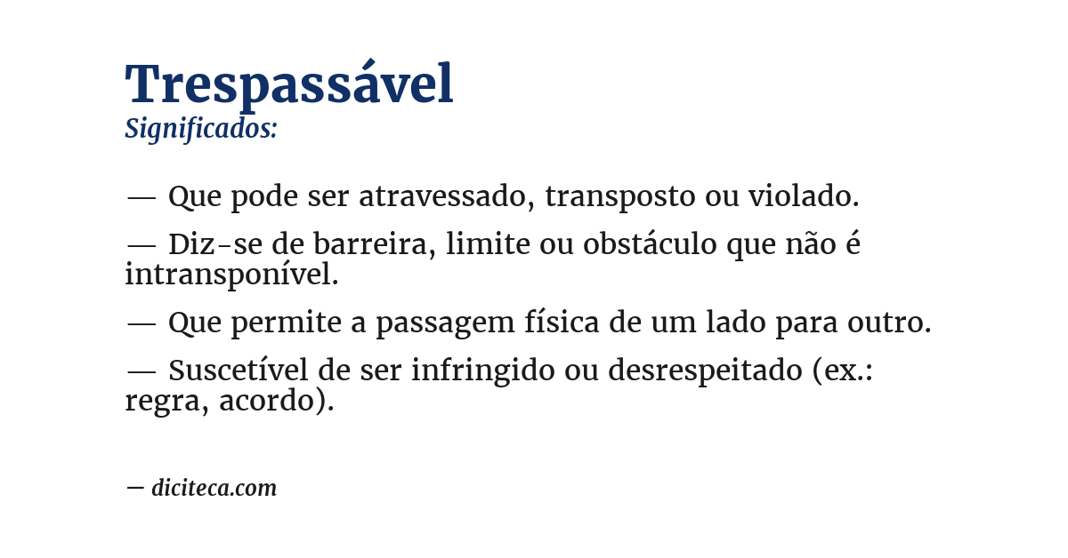 Significado de trespassável