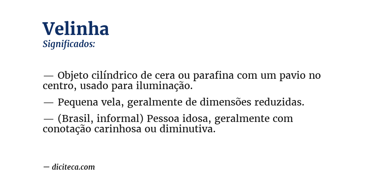 Significado de velinha