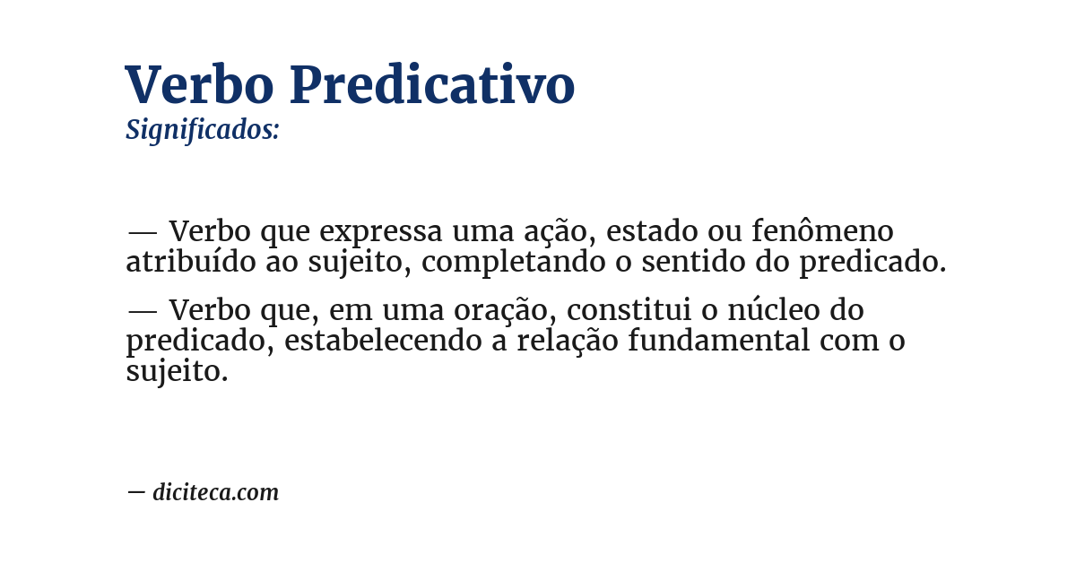 Significado de verbo predicativo