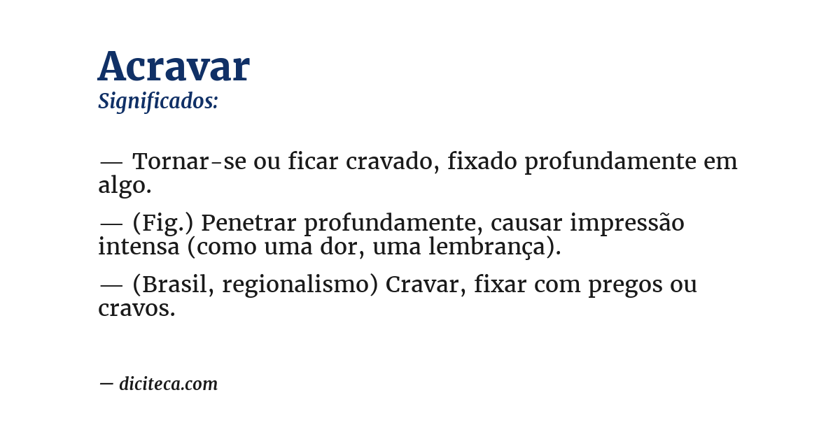Significado de acravar