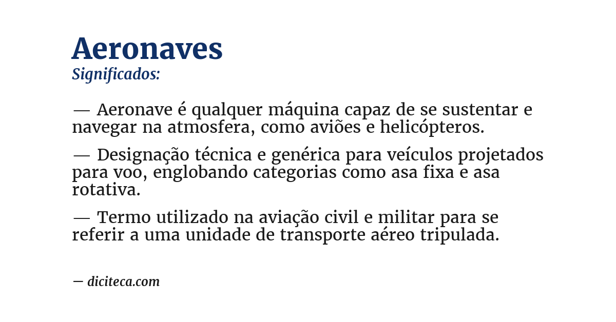 Significado de aeronaves