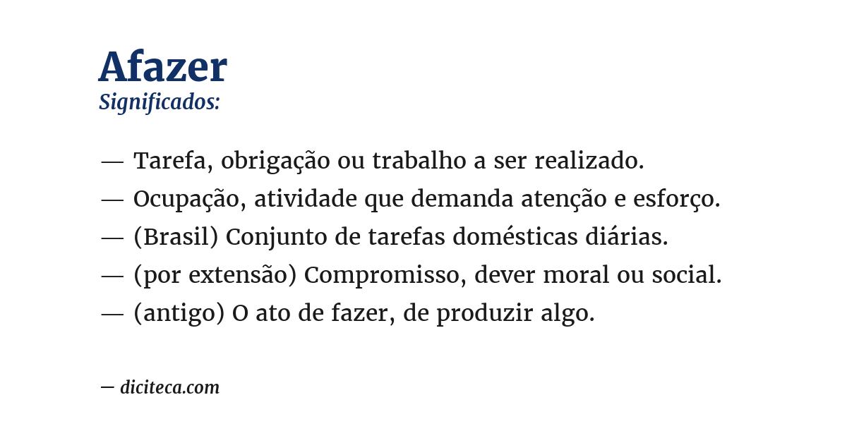 Significado de afazer
